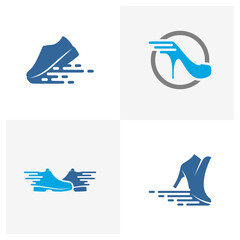 Set of Fast Shoes logo design concept vector template, Icon symbol, Design creative