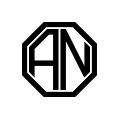 AN initial monogram logo, octagon shape, black color