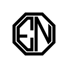 EN initial monogram logo, octagon shape, black color