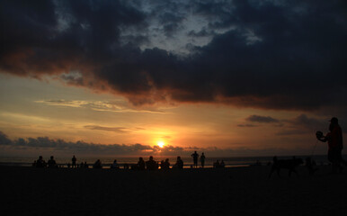 Beautiful sunset at Petitenget beach Bali Indonesia