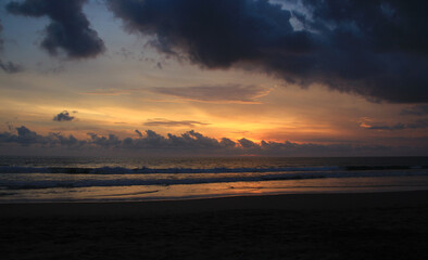 Beautiful sunset at Petitenget beach Bali Indonesia