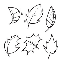 hand drawn Leaf simple icon set doodle illustration