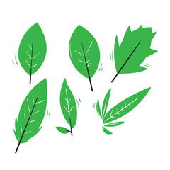 hand drawn Leaf simple icon set doodle illustration
