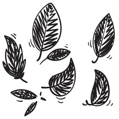 hand drawn Leaf simple icon set doodle illustration
