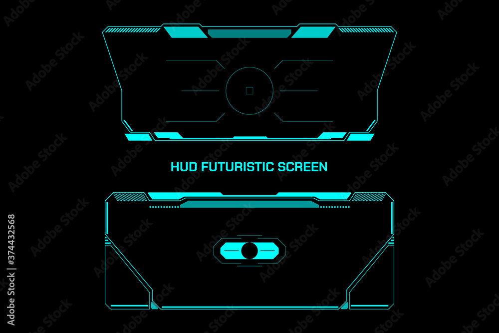 Poster HUD Futuristic Scifi Wide Screen Monitor Element Technology Interface. Virtual Reality Frame UI Target View Display.