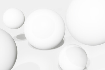 Realistic spherical 3D background image Abstract white background A white ball floating on the scene Suitable for printing and graphic design