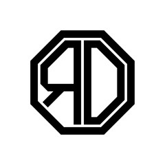 RO initial monogram logo, octagon shape, black color