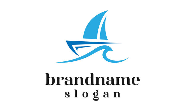 Ship wave logo design vector