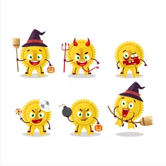 Fotobehang Halloween expression emoticons with cartoon character of gold medal ribbon © kongvector
