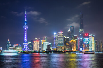 Night scenery of the Bund skyline in Shanghai, China