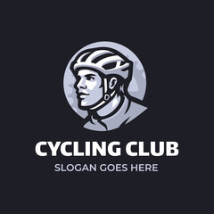 Cycling Club Logo Template. Greyscale Vector