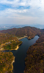 Wuhan Huangpi Mulan Tianchi Scenic Area, early autumn Aerial photography scenery
