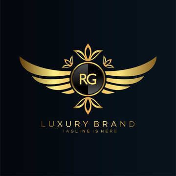 RG Letter Initial with Royal Template.elegant with crown logo vector, Creative Lettering Logo Vector Illustration.