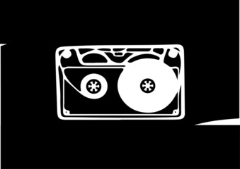 tape cassette logo on white background