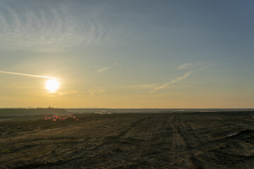 Wooden fence on a field / Sunset on the beach / sunset over the river