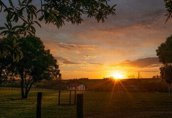 Obraz premium sunset on the farm