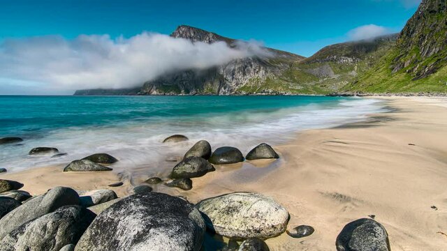 One of the most unique beaches is definitely the Kvalvika Beach
