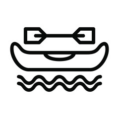canoe icon or logo in  outline
