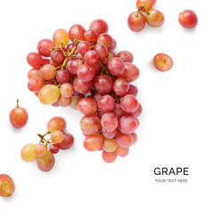 Creative layout made of grape on the white background. Flat lay. Food concept.