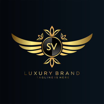 SV Letter Initial with Royal Template.elegant with crown logo vector, Creative Lettering Logo Vector Illustration.