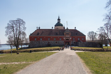 Mariefred, Sweden - April 20 2019: the exterior view of Gripsholm Castle on April 20 2019 in Mariefred, Sweden.