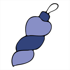 cute christmas tree decoration - blue icicle, cute winter doodles, vector set of elements in doodle style