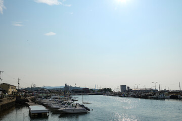 A view of a port town in southern Osaka on August 21, 2020