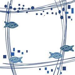blue fish frame on white background