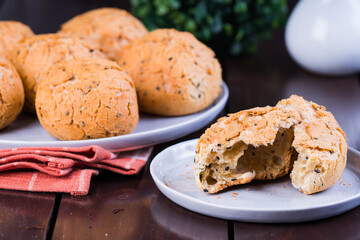 a plate of Japanese mochi bread with black sesame 