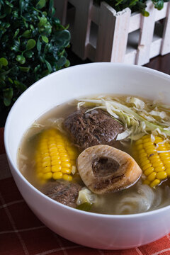 bulalo soup, or beef bone marrow soup is a staple food among Filipinos