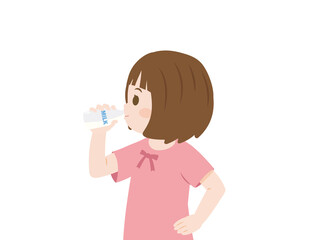牛乳を飲む女の子のイラスト