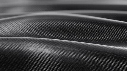 Carbon wave close-up pattern background. 3D rendering