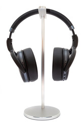 Headphone on the stand on white background