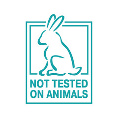 Not tested on animals stamp or sticker  - cruelty free emblem with rabbit silhouette 