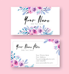 Purple and Pink Watercolor Floral Name Card
