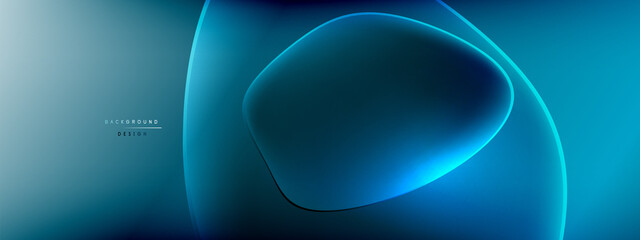 Vector abstract background - liquid bubble shapes on fluid gradient with shadows and light effects. Shiny design template for text