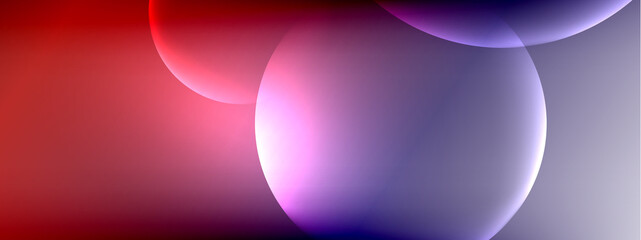 Vector abstract background liquid bubble circles on fluid gradient with shadows and light effects. Shiny design templates for text