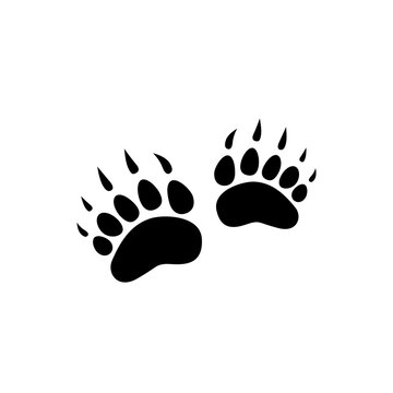black bear trace silhouette. Vector flat illustration. polar bear paw footprint