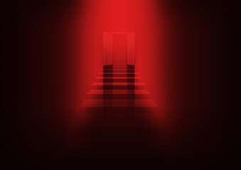 開かれた扉にスポットライトが当たる