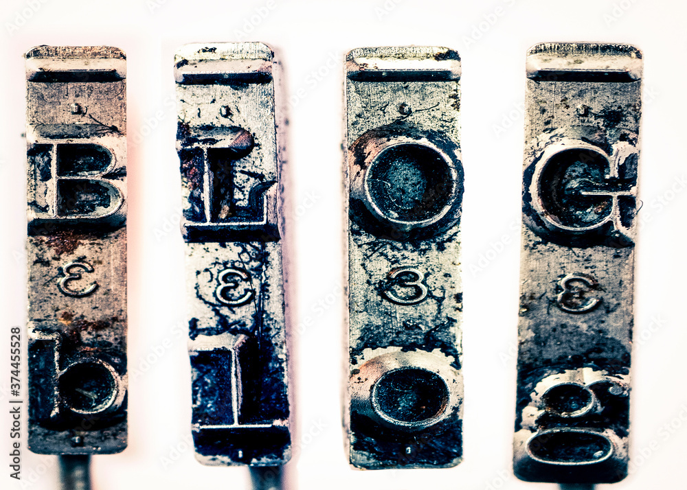 Fototapete the word blog with retro typewriter macro
