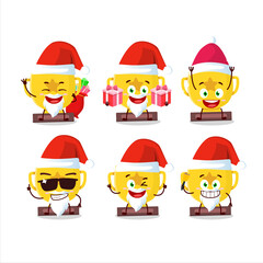 Santa Claus emoticons with gold trophy cartoon character