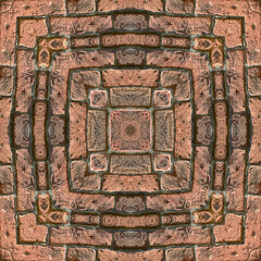 Abstract mosaic seamless pattern of old red bricks and cement.