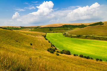 Fototapeta na wymiar View of the castle hill nature reserve nested within the south downs national park in east Sussex south east England