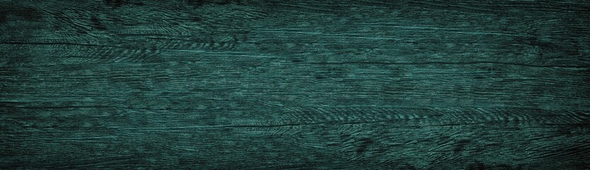 Dark teal wide wooden texture. Large gloomy wood background