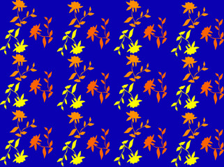 Seamless pattern design with floral background elements, beautiful ornaments, black, white, orange, pink, red, green, yellow, blue, gray, purple, brown