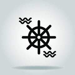 ship wheel icon or logo in  glyph
