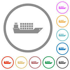 Freighter flat icons with outlines