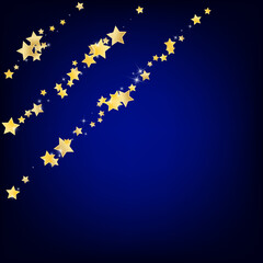 Golden Falling Stars Vector Blue Background. 