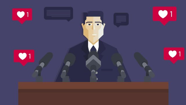 News anchor broadcasting the news with a reporter live on screen vector illustration