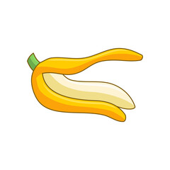 Cartoon bananas. Peel banana, yellow fruit Isolated
